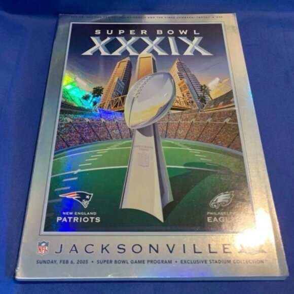 NFL (4) ITEMS SUPERBOWL XXXIX BUNDLE OFFICIAL TEE, PROGRAM,SEAT PAD & RADIO VTG - Picture 8 of 16